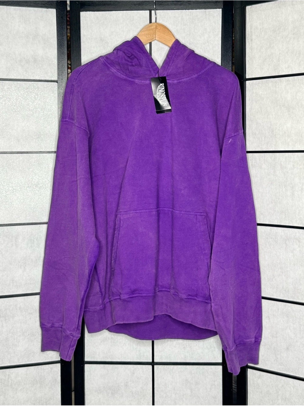 Ringspun Acid Wash Purple Pullover Hoodie Kangaroo Pocket Size Large NWT